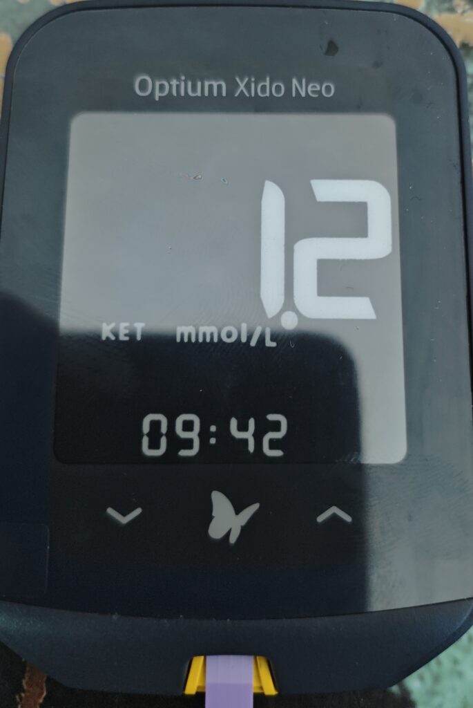 Wynik pomiaru ketonów 1.2 mmol/L - Keto za kółkiem